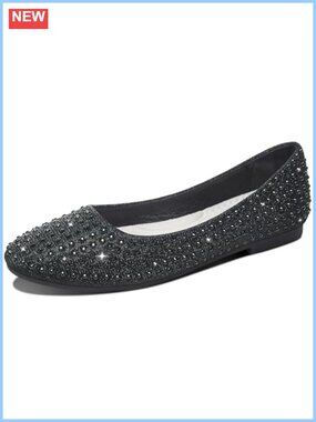 Rhinestone Ballet Flats Round Toe Slip On Comfortable Wedding Party Dress Shoes